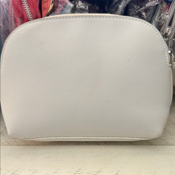 Coach Medium White Cosmetic Bag with Silver Floral Design EUC - Picture 2 of 4